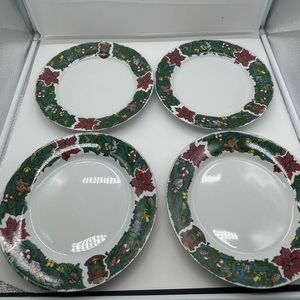 Set of 4 Mark Klaus From Our Home to Yours Dinner Plate Plates Christmas Holiday